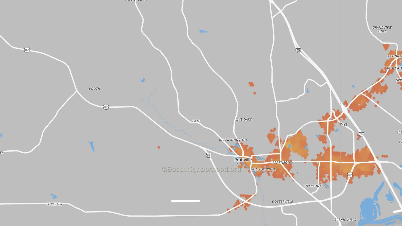 Bike Grade map of 36067, AL