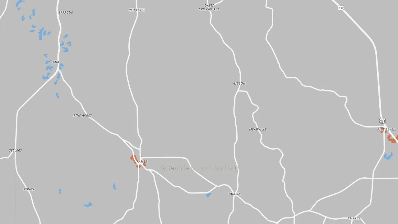 Bike Grade map of 36069, AL