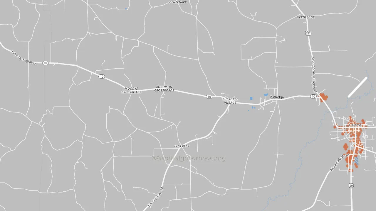 Bike Grade map of 36071, AL
