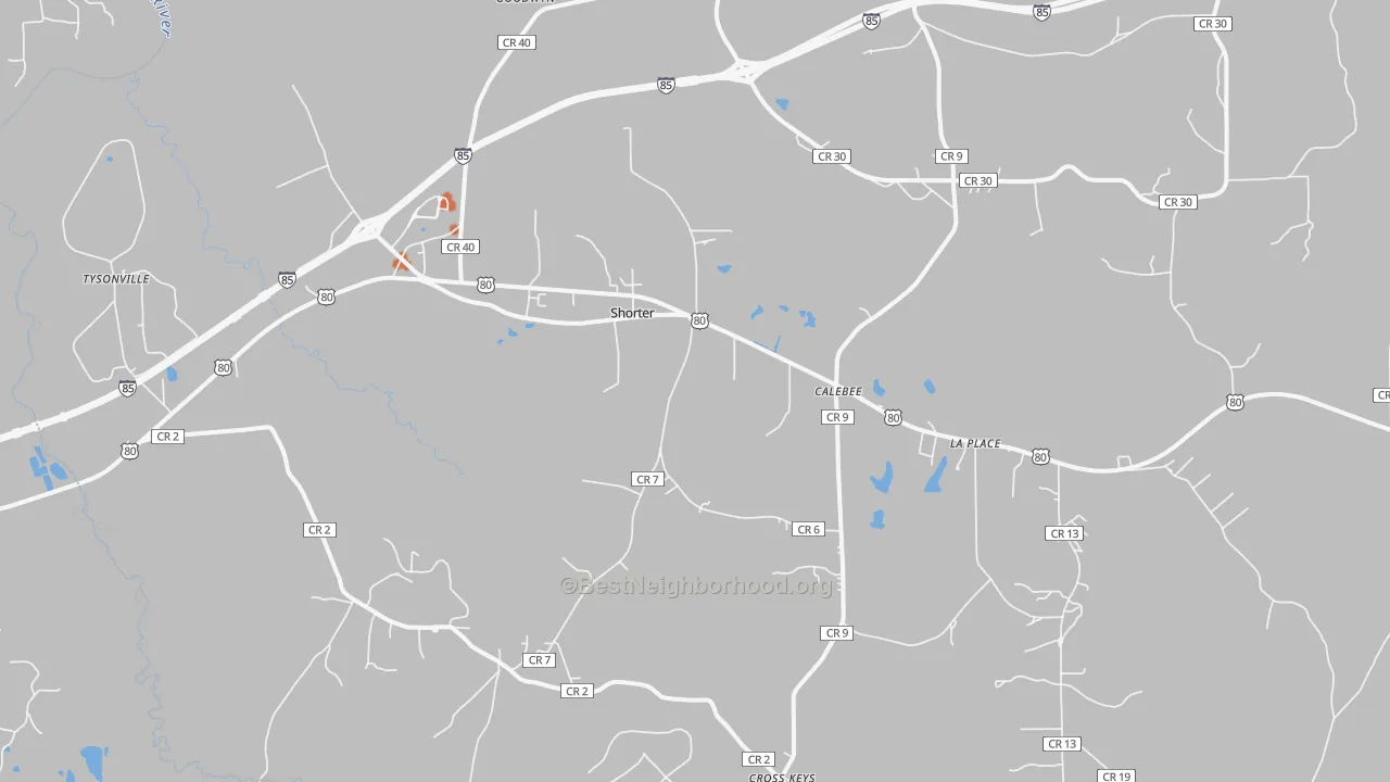 Bike Grade map of 36075, AL