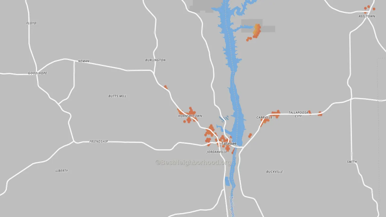 Bike Grade map of 36078, AL