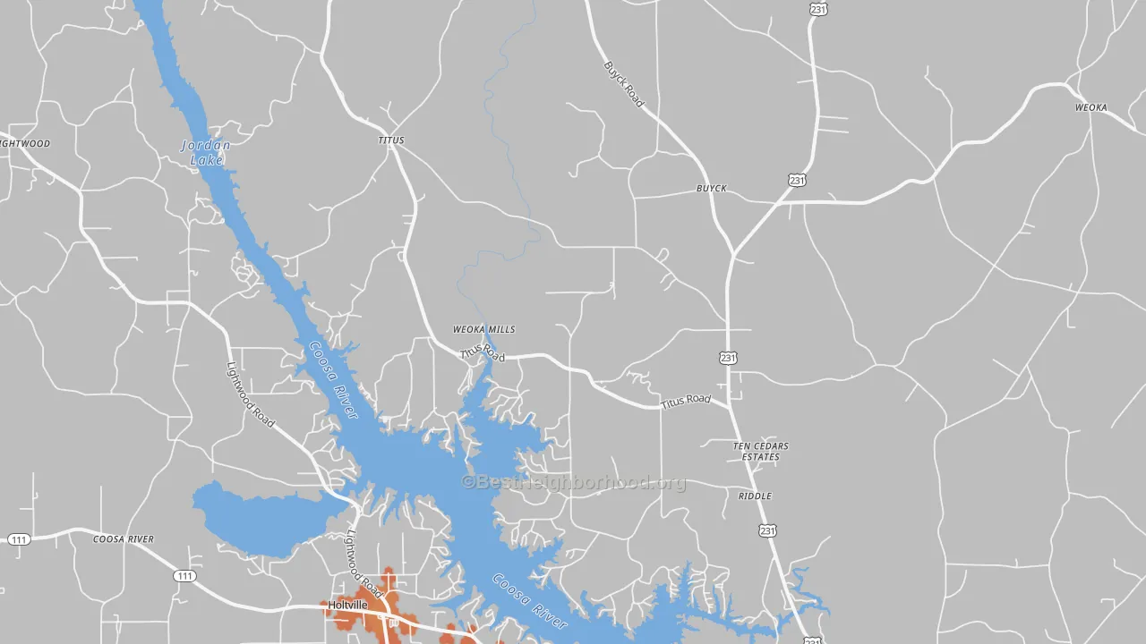 Bike Grade map of 36080, AL