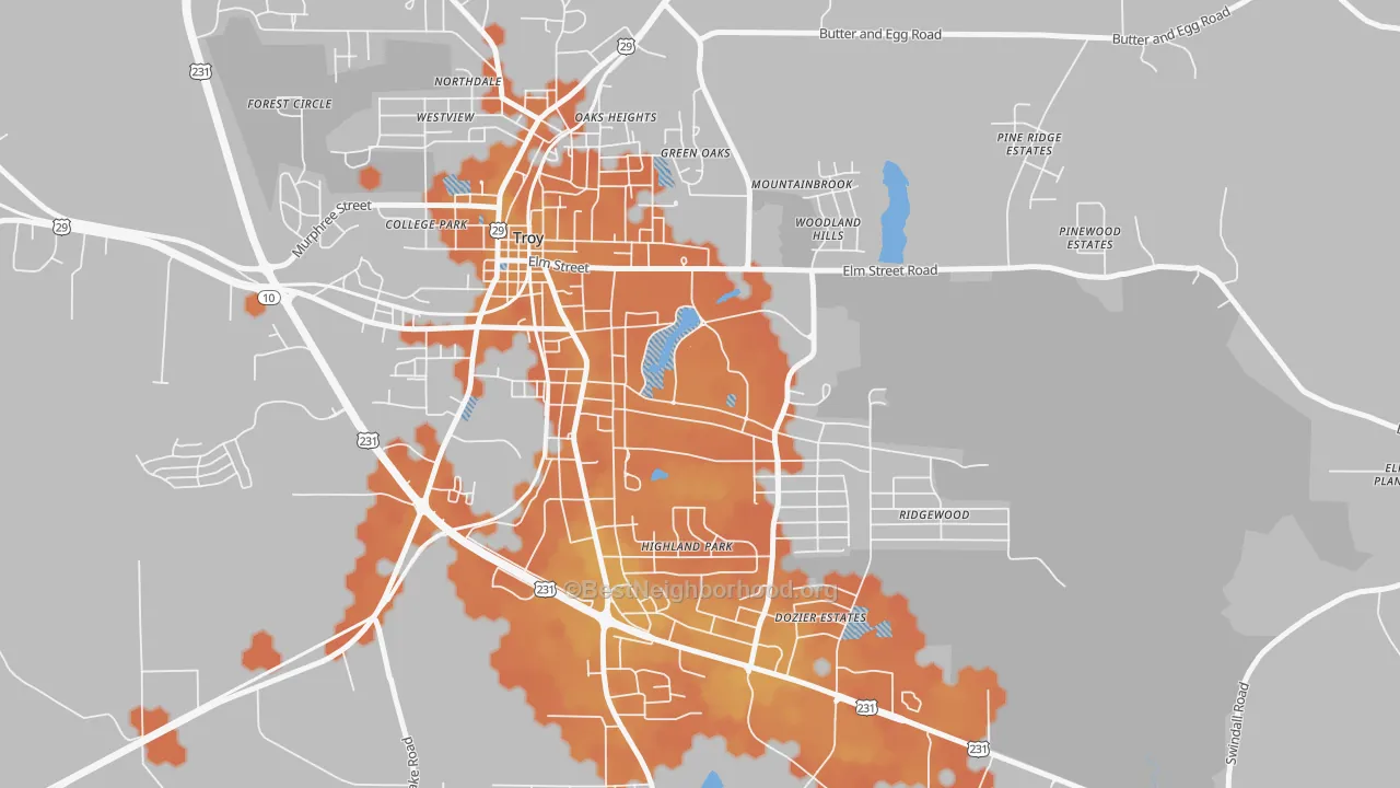 Bike Grade map of 36082, AL