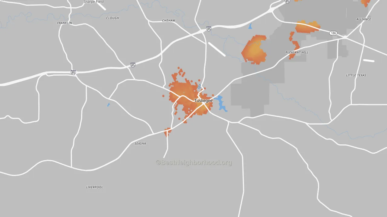 Bike Grade map of 36083, AL
