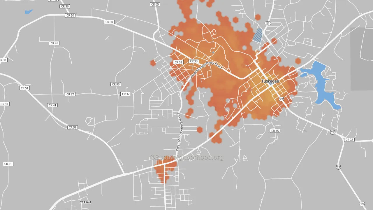 Bike Grade map of 36088, AL