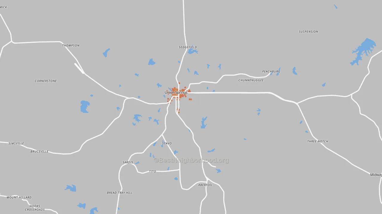Bike Grade map of 36089, AL