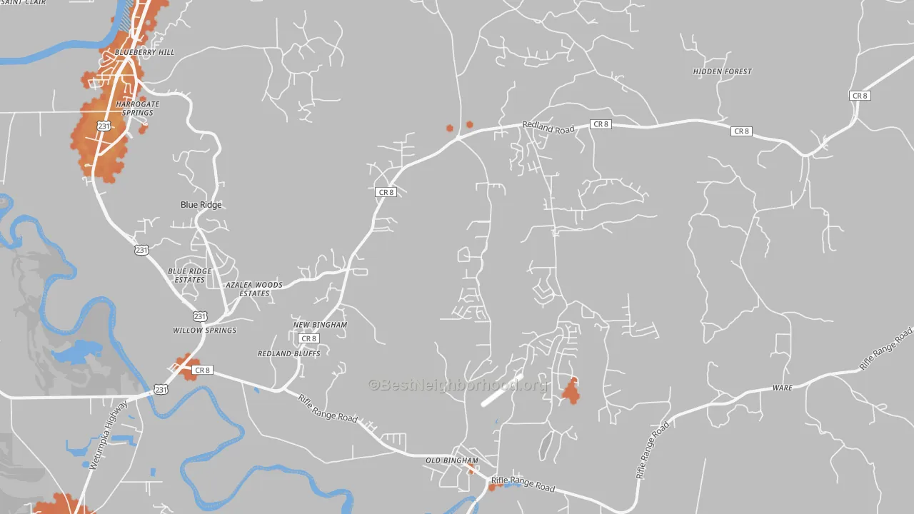 Bike Grade map of 36093, AL