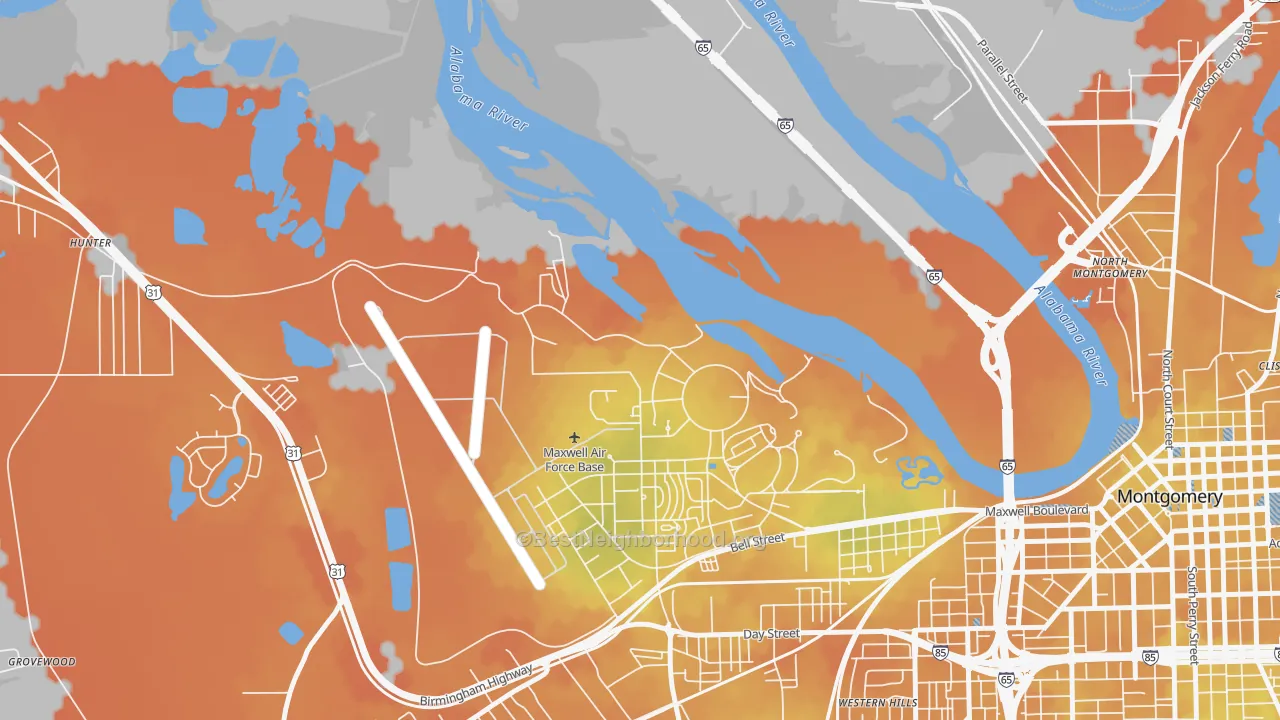 Bike Grade map of 36113, AL