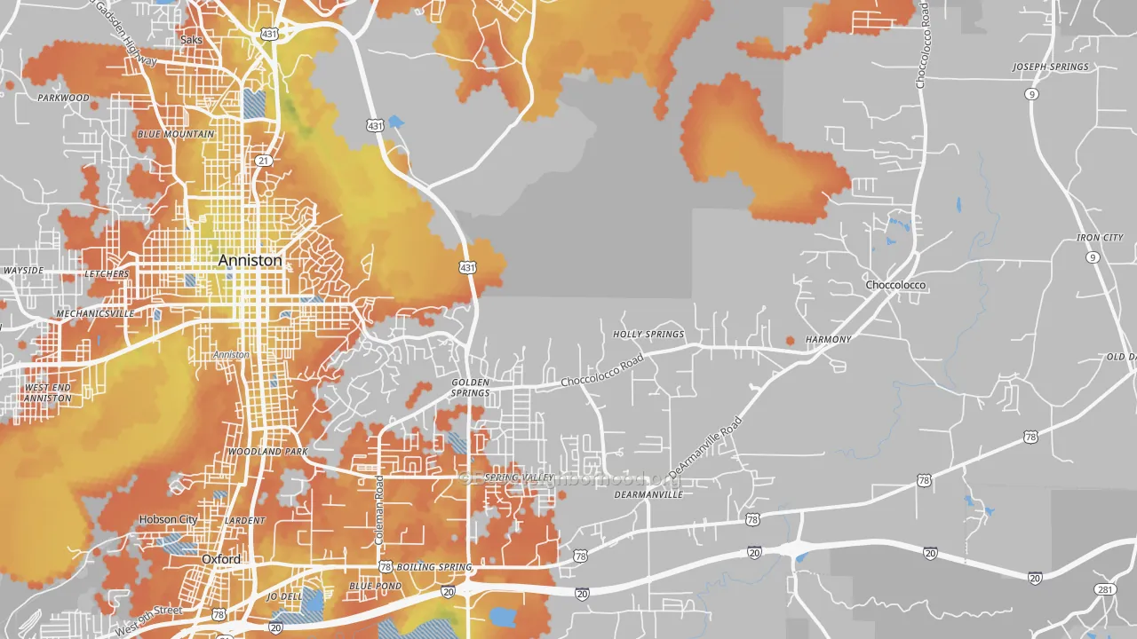 Bike Grade map of 36207, AL