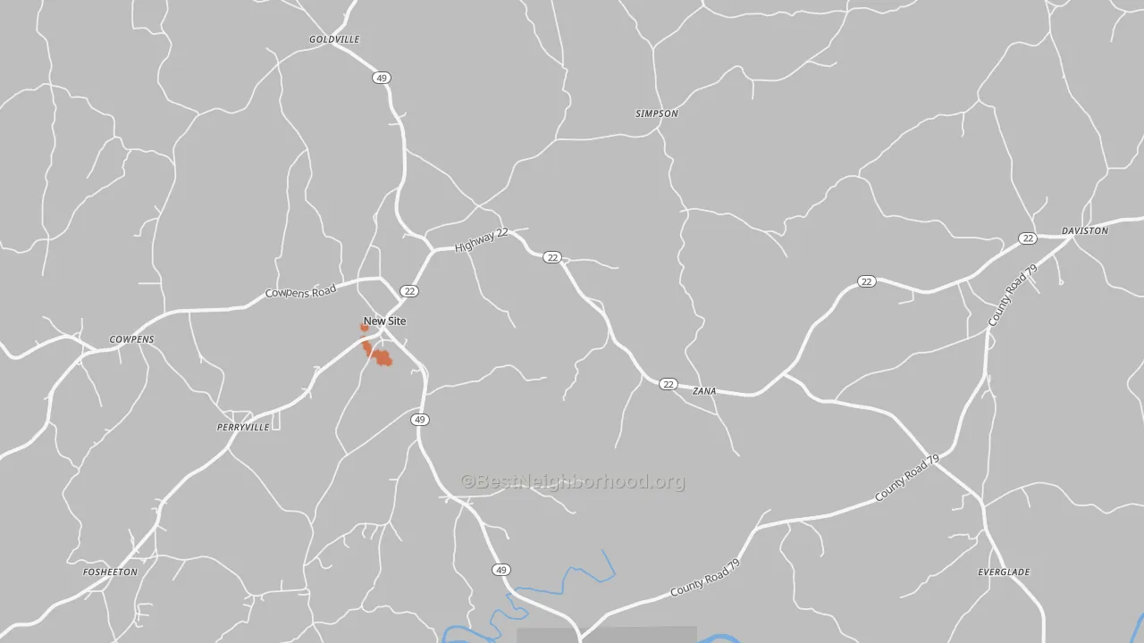 Bike Grade map of 36256, AL