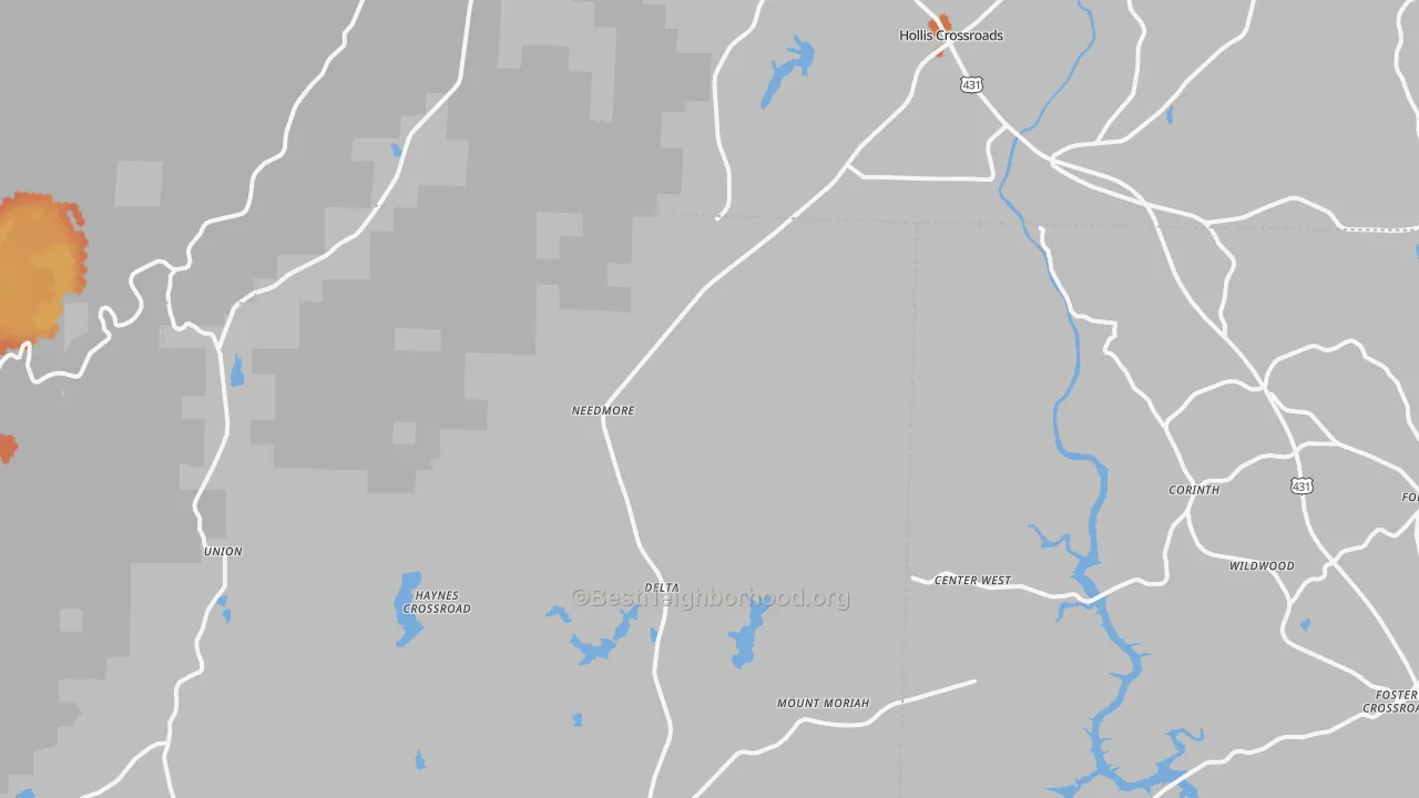 Bike Grade map of 36258, AL