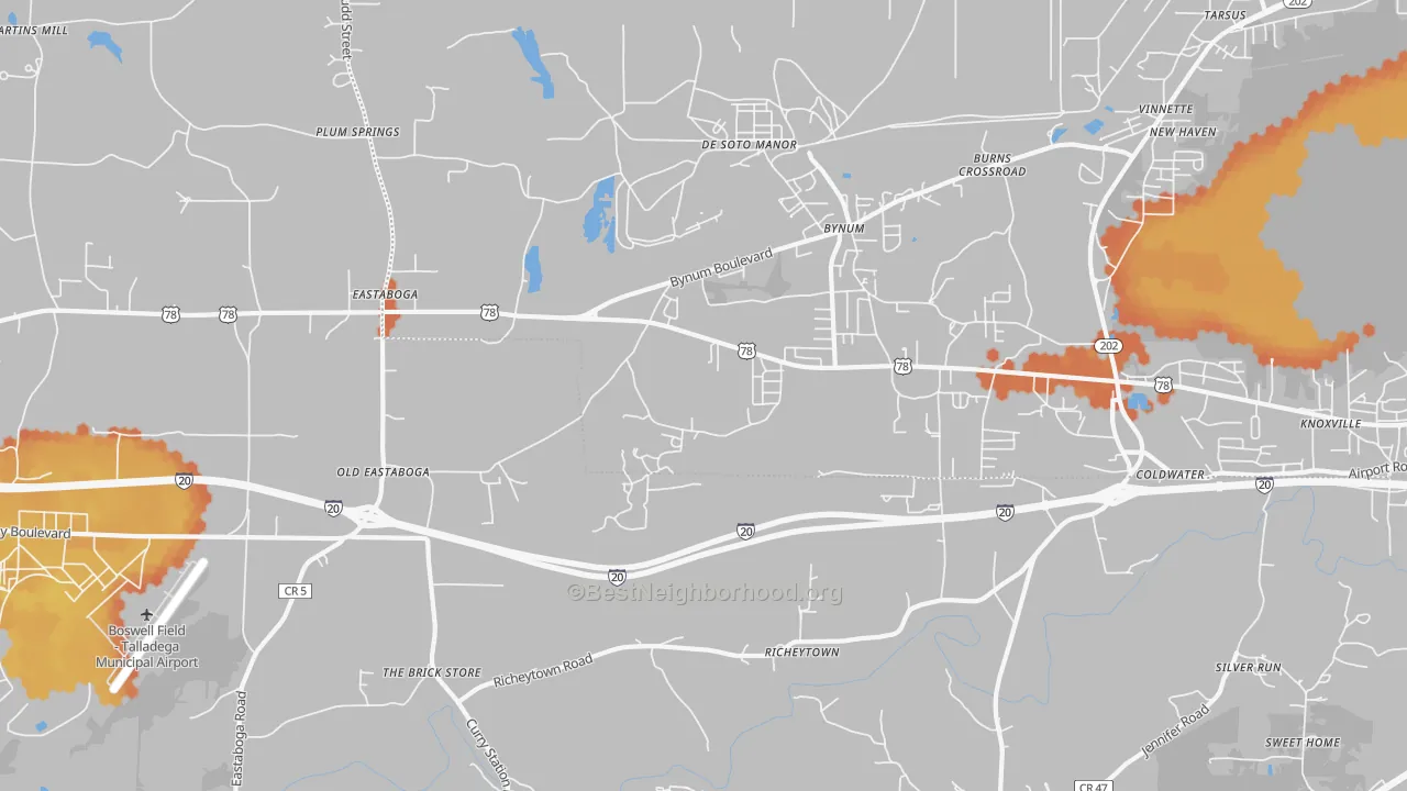 Bike Grade map of 36260, AL