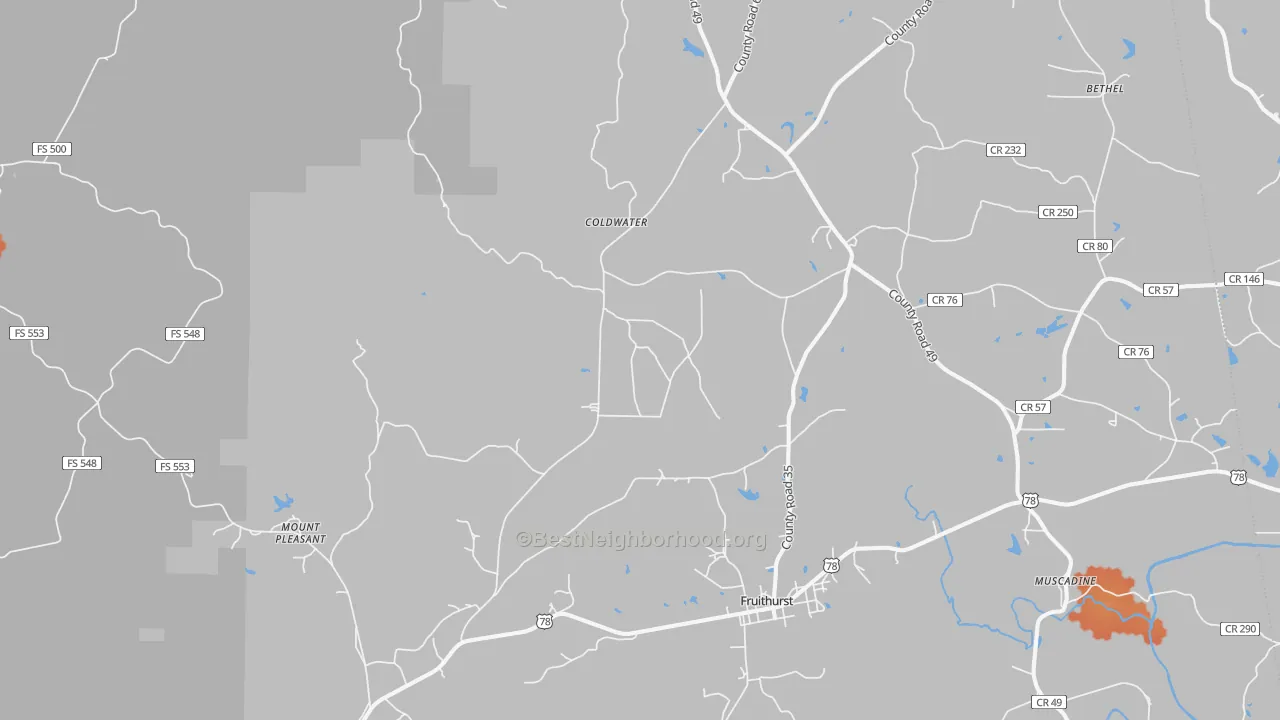 Bike Grade map of 36262, AL