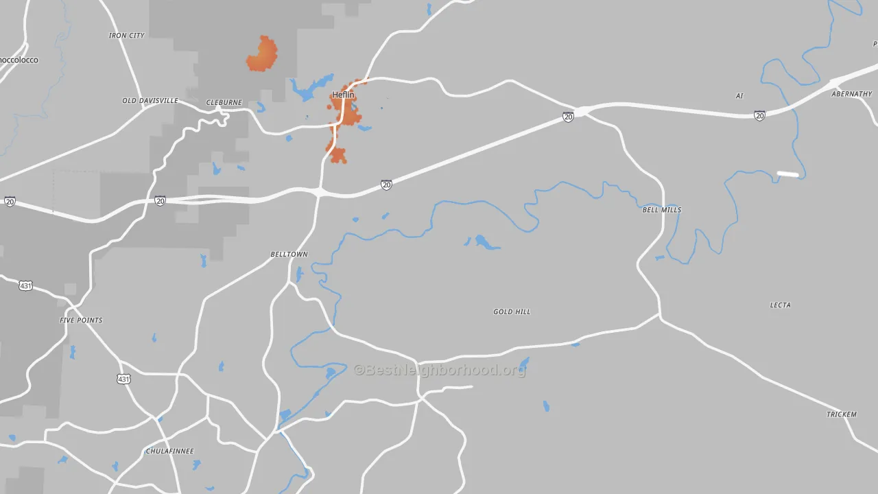 Bike Grade map of 36264, AL