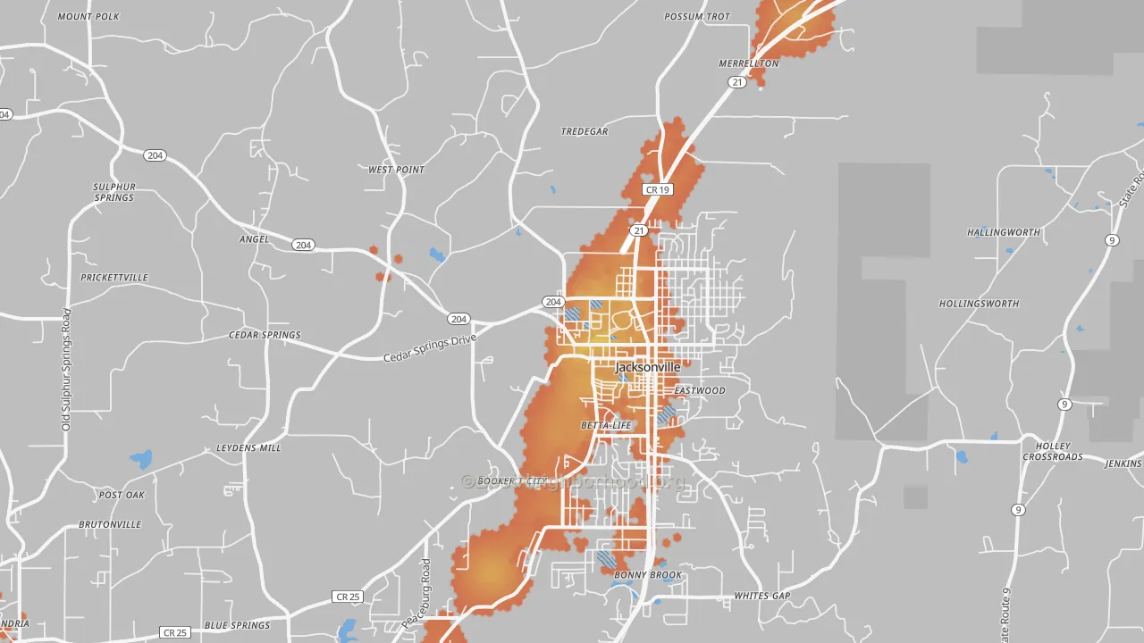 Bike Grade map of 36265, AL