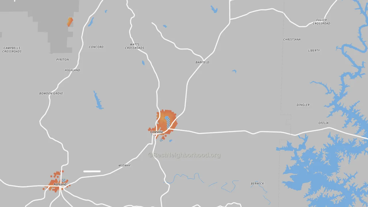 Bike Grade map of 36266, AL