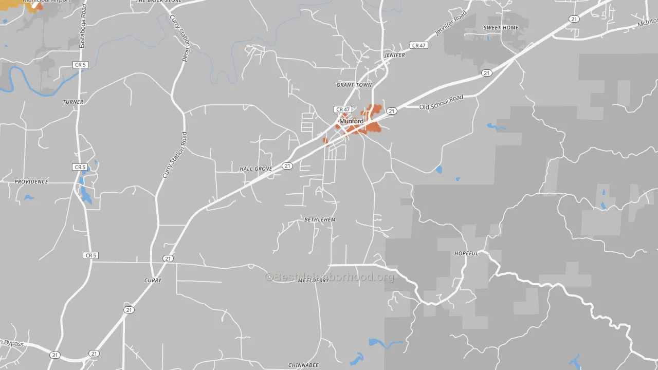 Bike Grade map of 36268, AL