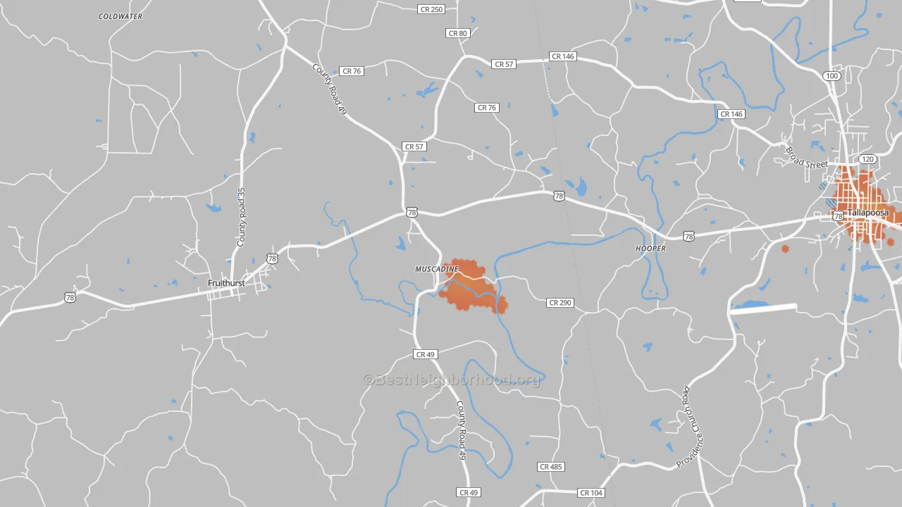 Bike Grade map of 36269, AL