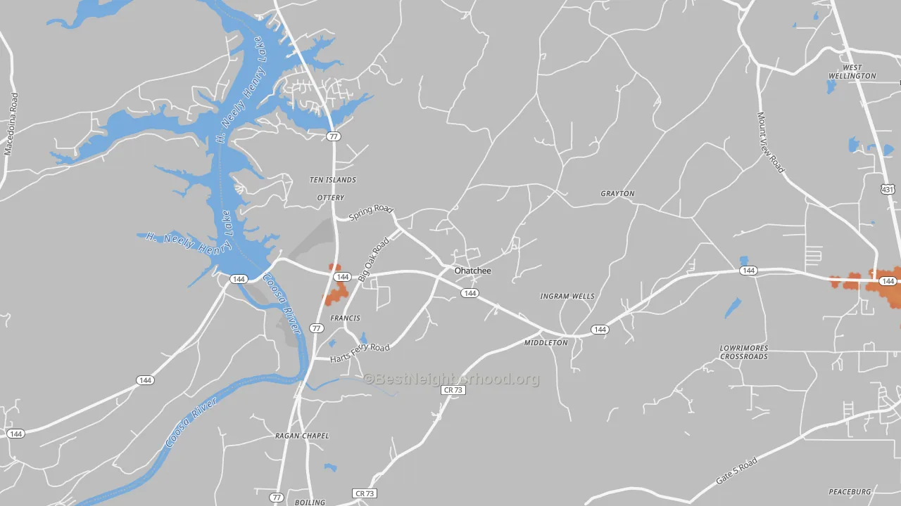Bike Grade map of 36271, AL