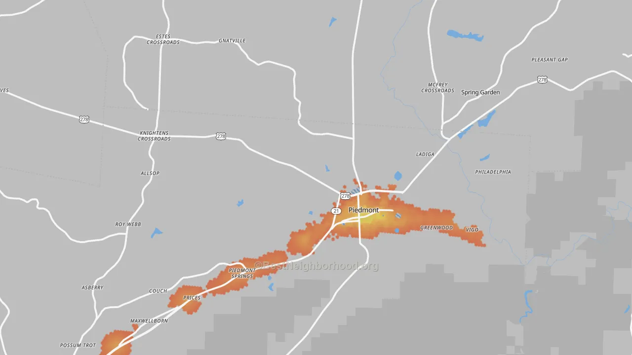 Bike Grade map of 36272, AL