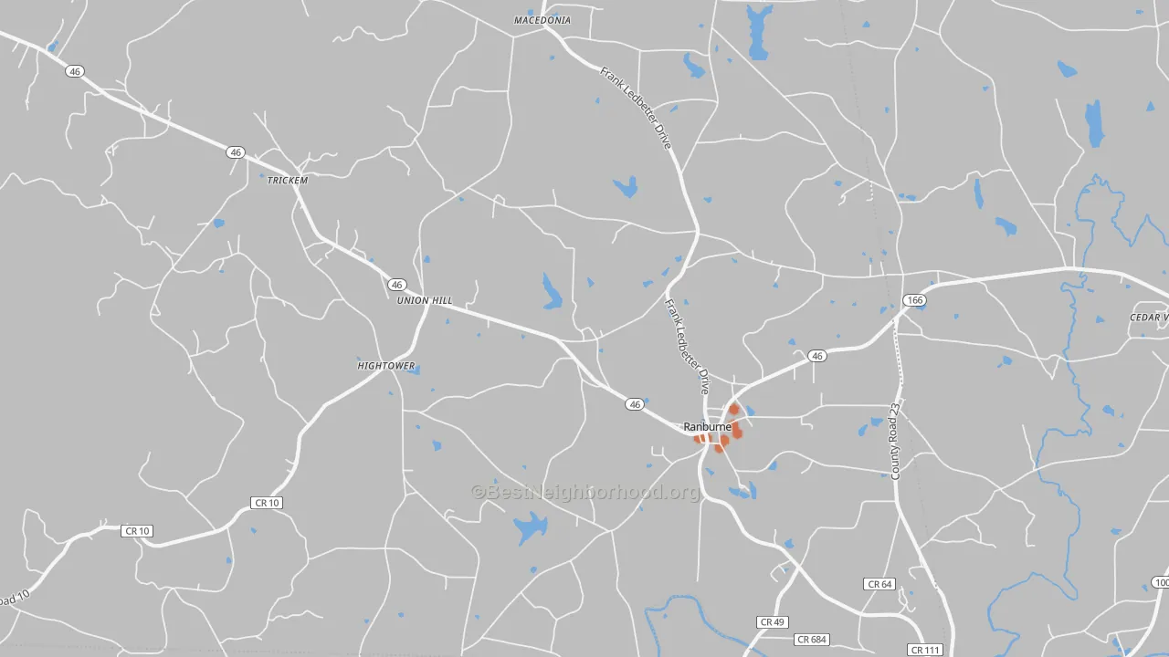 Bike Grade map of 36273, AL
