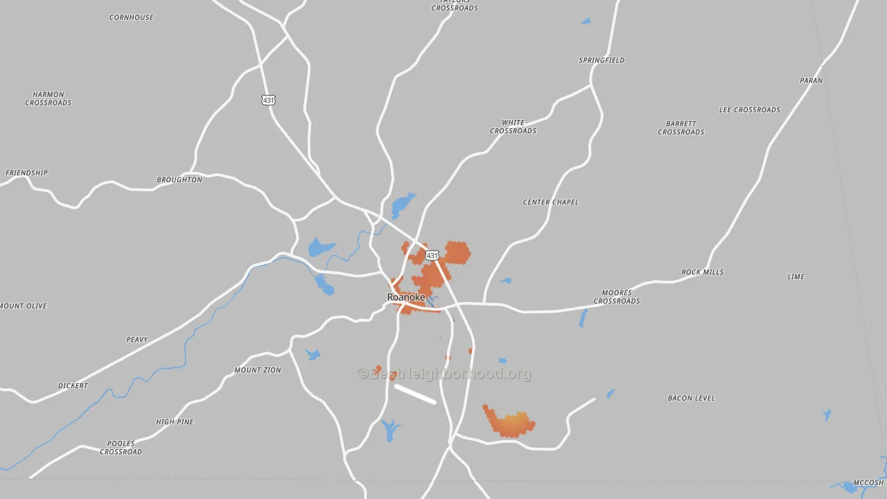 Bike Grade map of 36274, AL