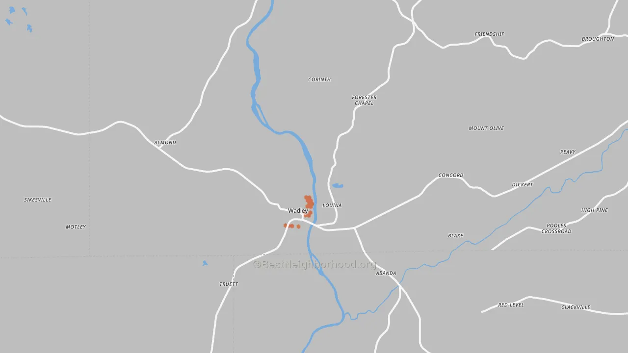 Bike Grade map of 36276, AL