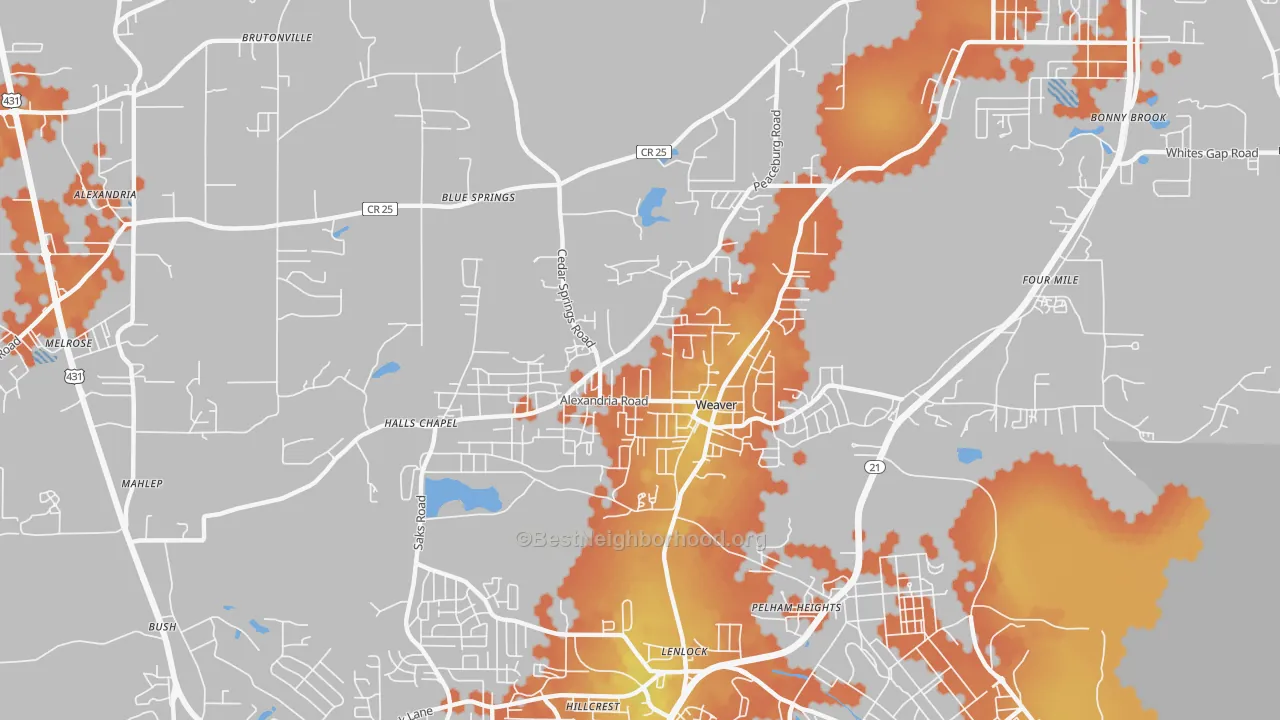 Bike Grade map of 36277, AL