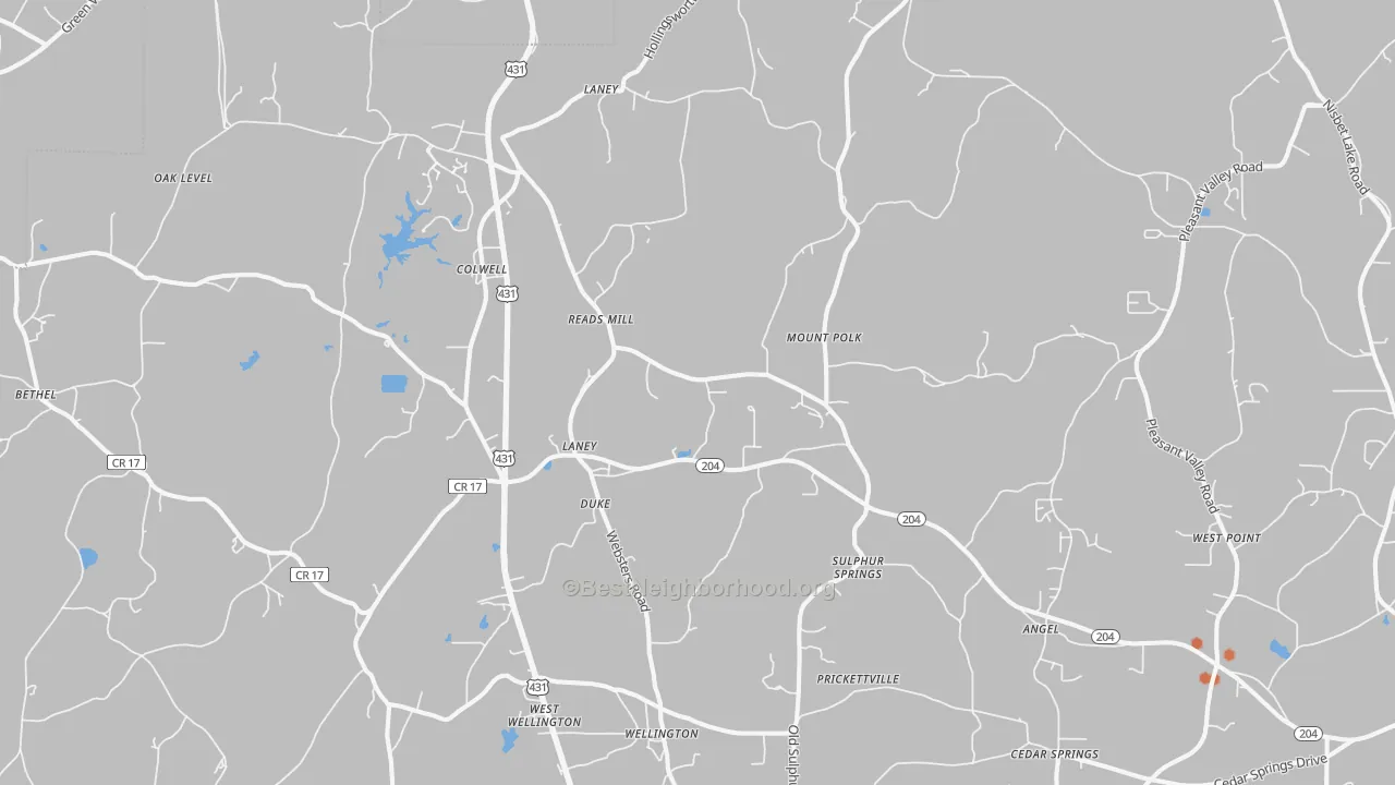 Bike Grade map of 36279, AL