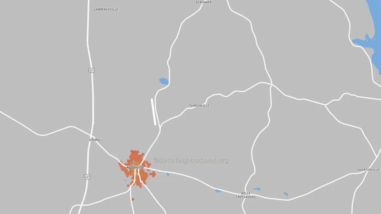 Bike Grade map of 36310, AL