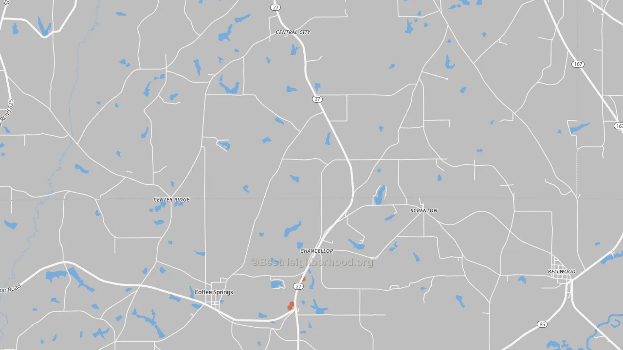 Bike Grade map of 36316, AL