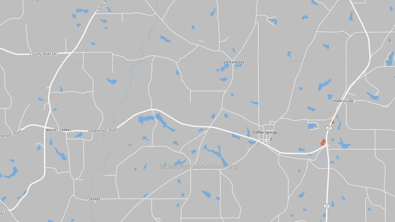 Bike Grade map of 36318, AL