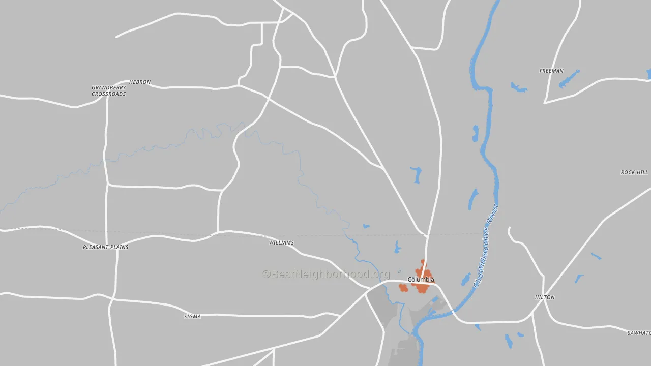 Bike Grade map of 36319, AL