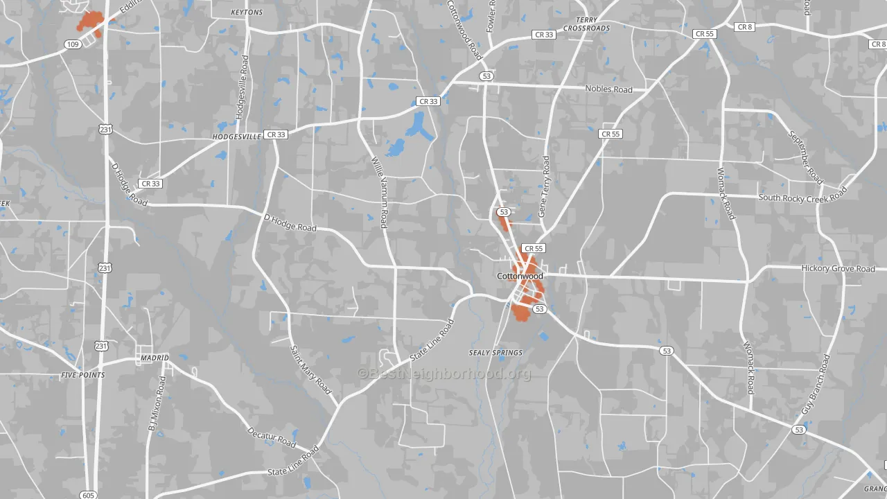 Bike Grade map of 36320, AL