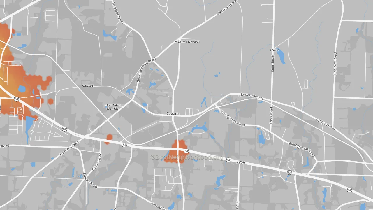 Bike Grade map of 36321, AL