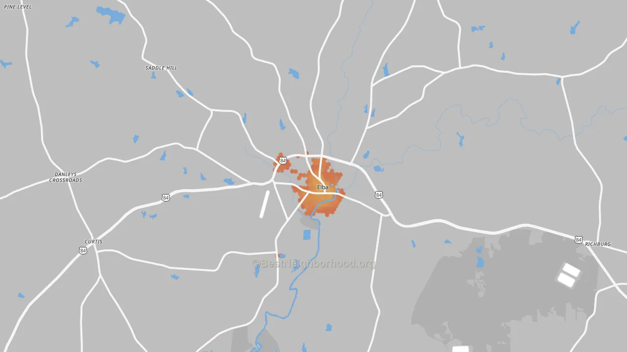 Bike Grade map of 36323, AL