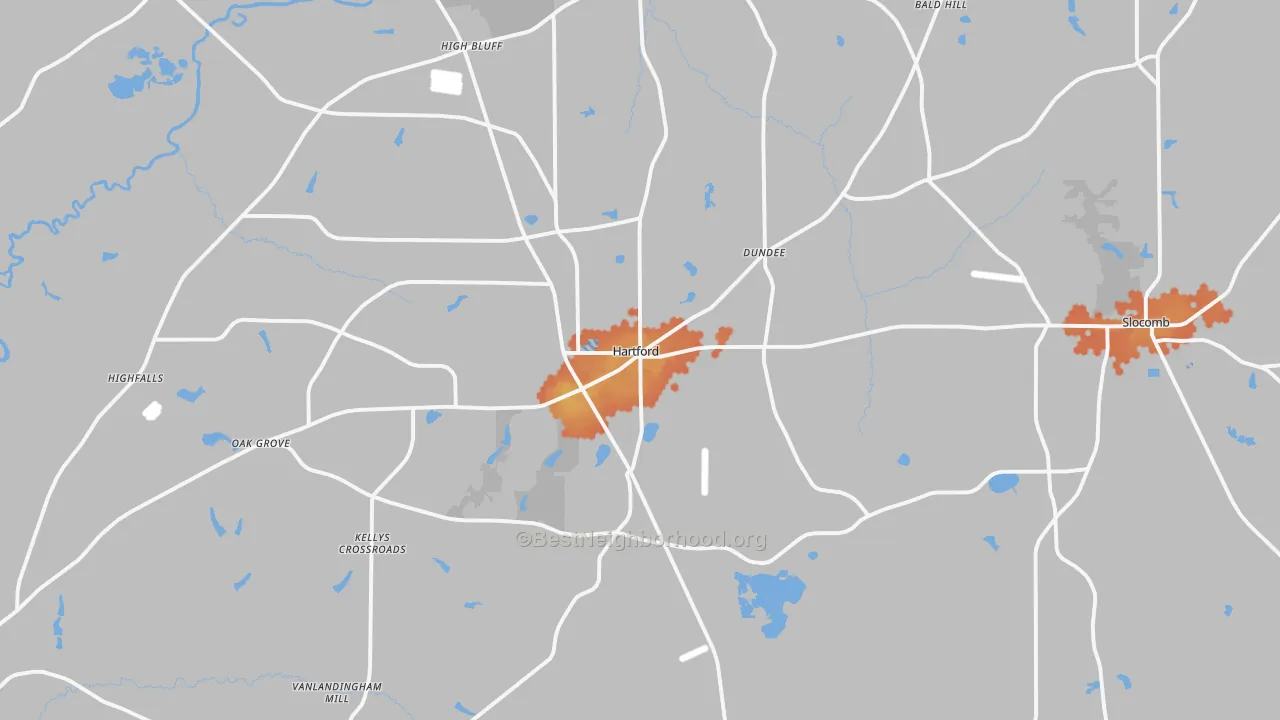 Bike Grade map of 36344, AL