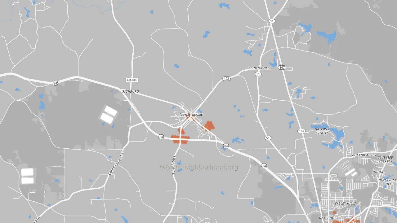 Bike Grade map of 36351, AL