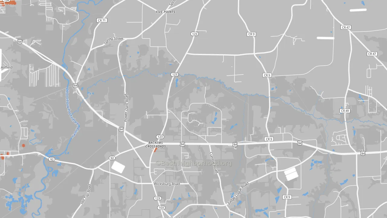 Bike Grade map of 36352, AL