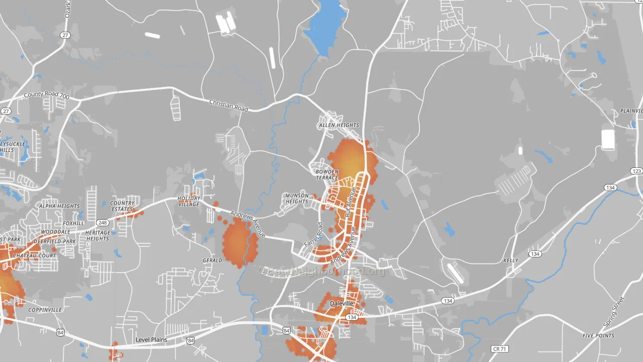Bike Grade map of 36362, AL