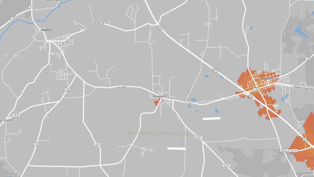 Bike Grade map of 36371, AL