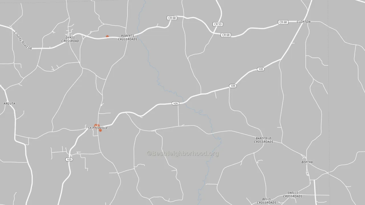 Bike Grade map of 36374, AL
