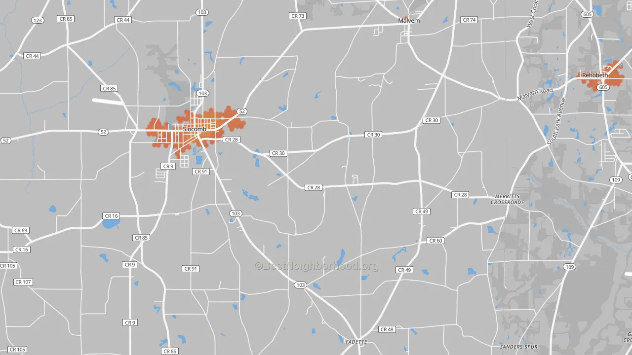 Bike Grade map of 36375, AL