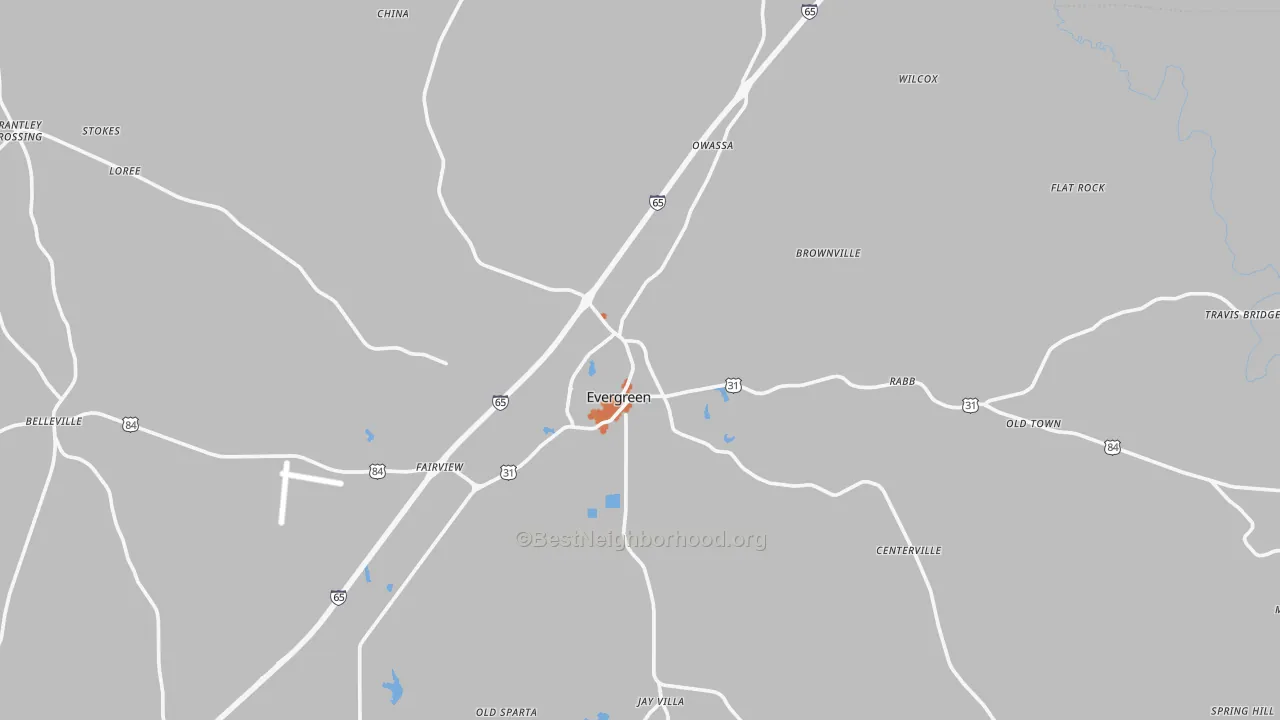 Bike Grade map of 36401, AL
