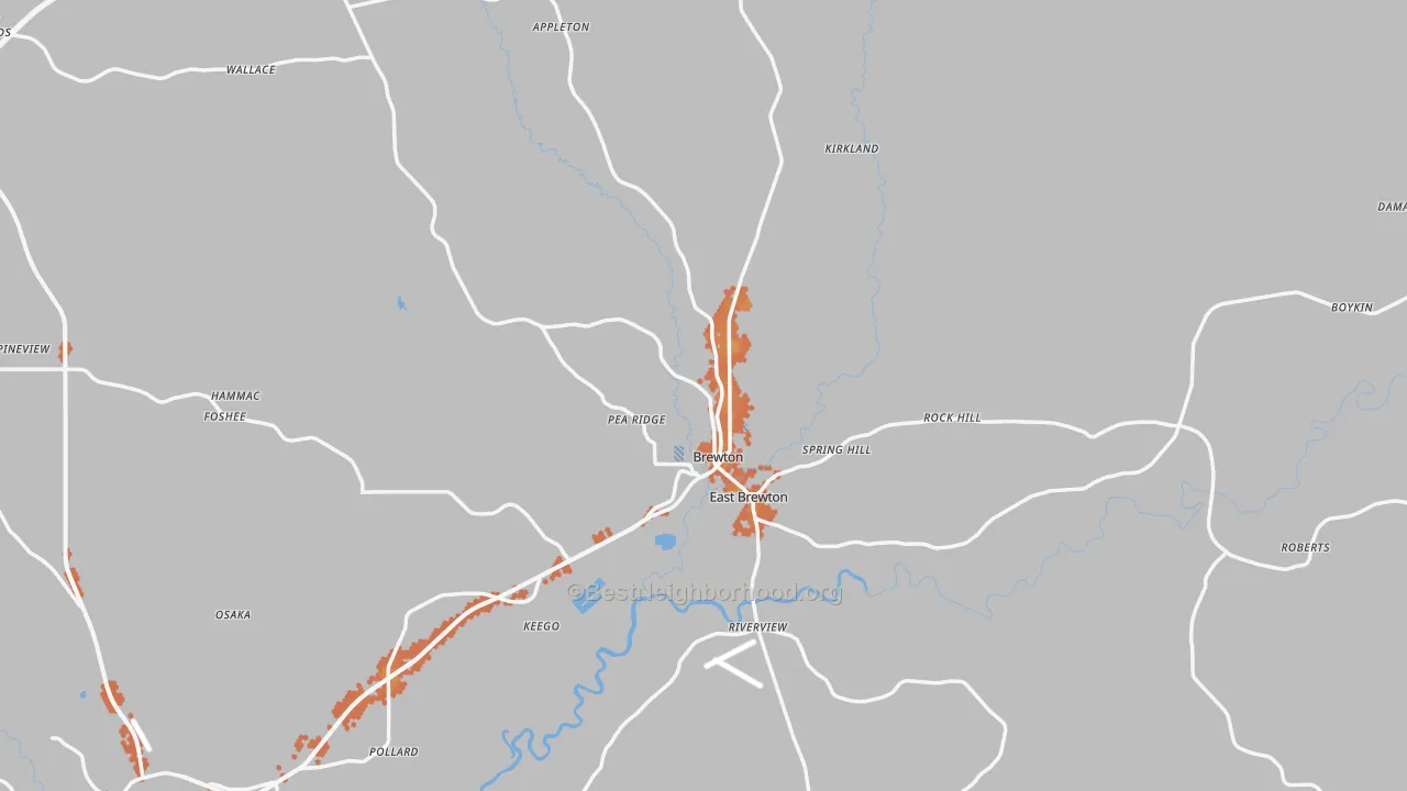 Bike Grade map of 36426, AL