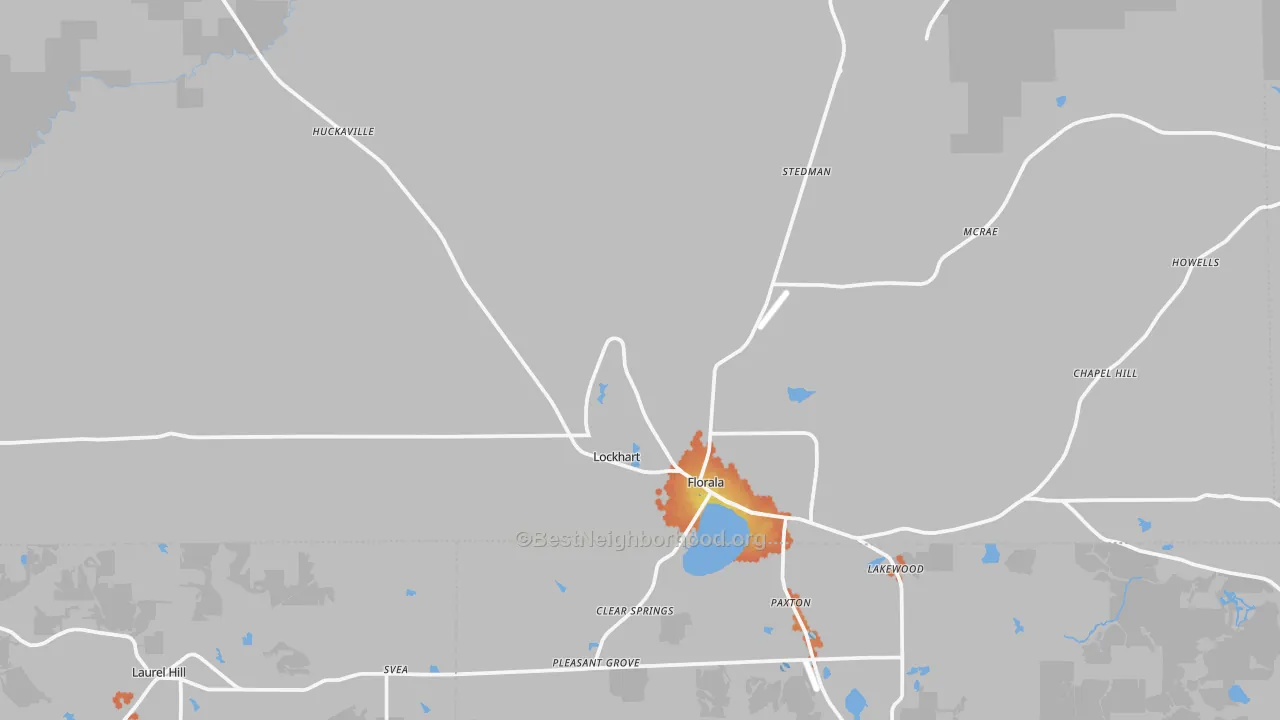 Bike Grade map of 36442, AL
