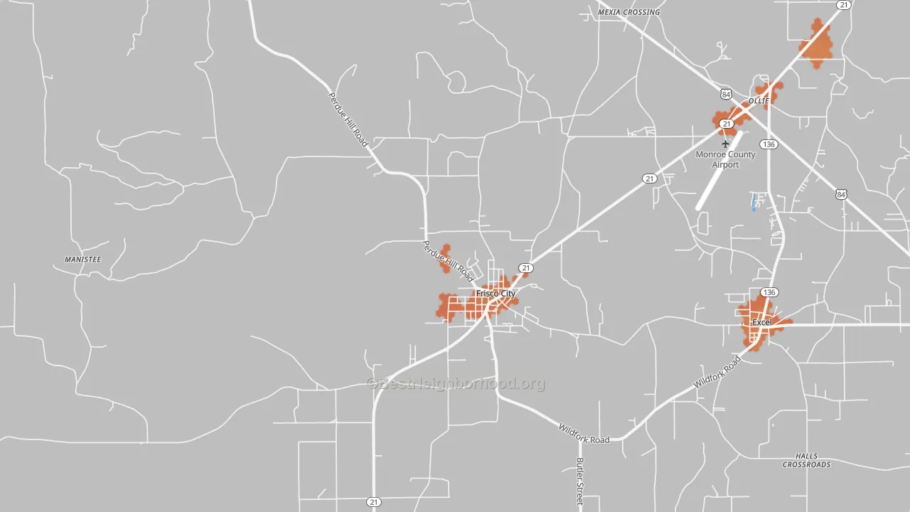 Bike Grade map of 36445, AL