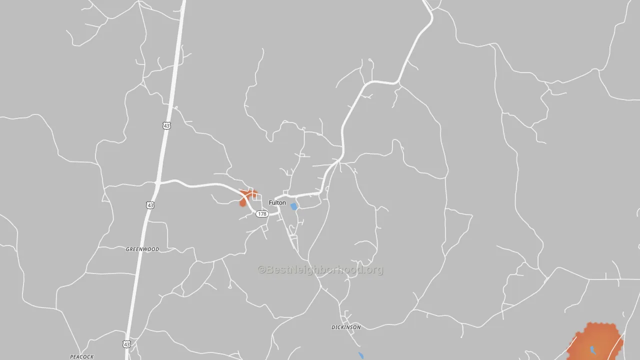 Bike Grade map of 36446, AL