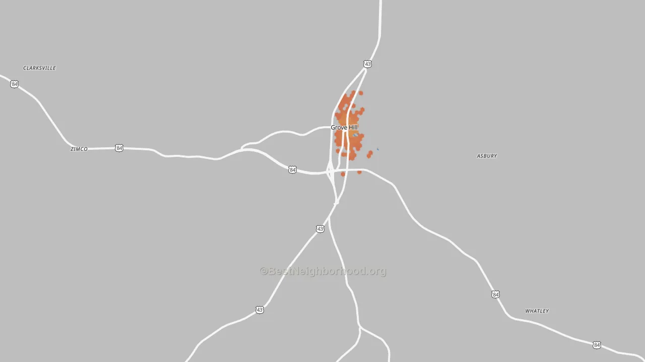 Bike Grade map of 36451, AL