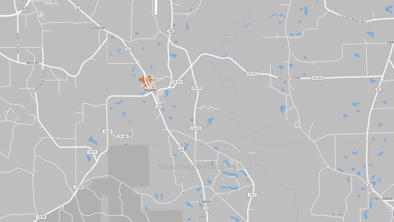 Bike Grade map of 36453, AL